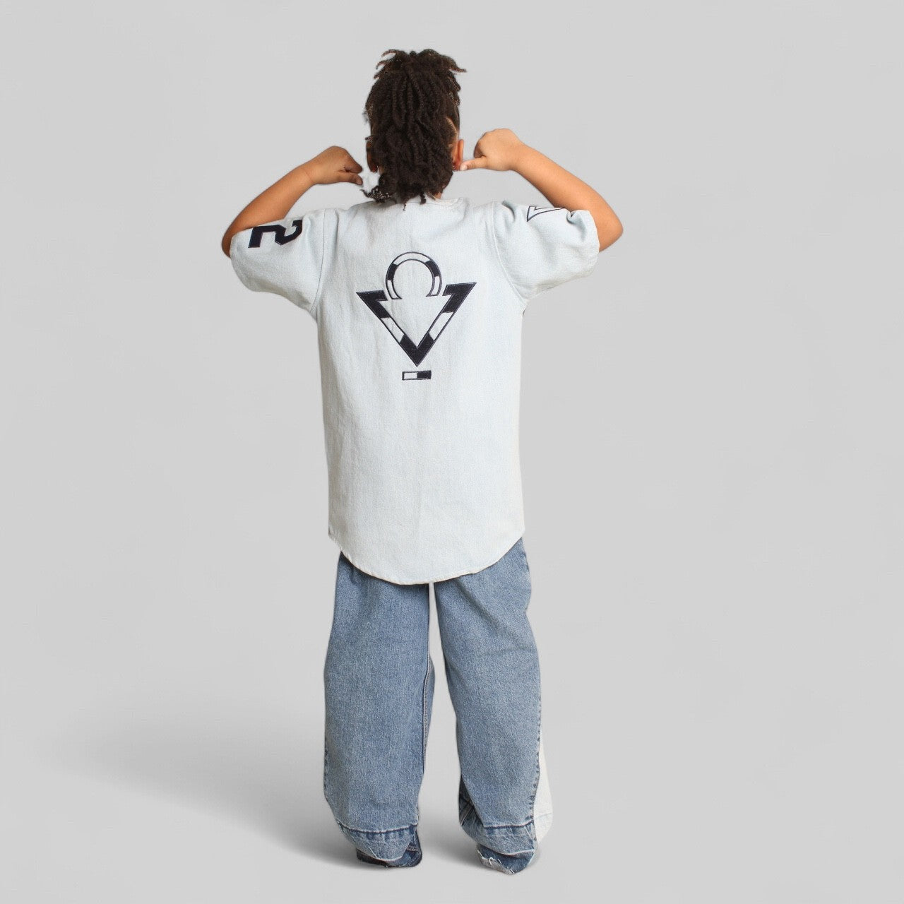 Kidz Denim Baseball Jacket - Blue