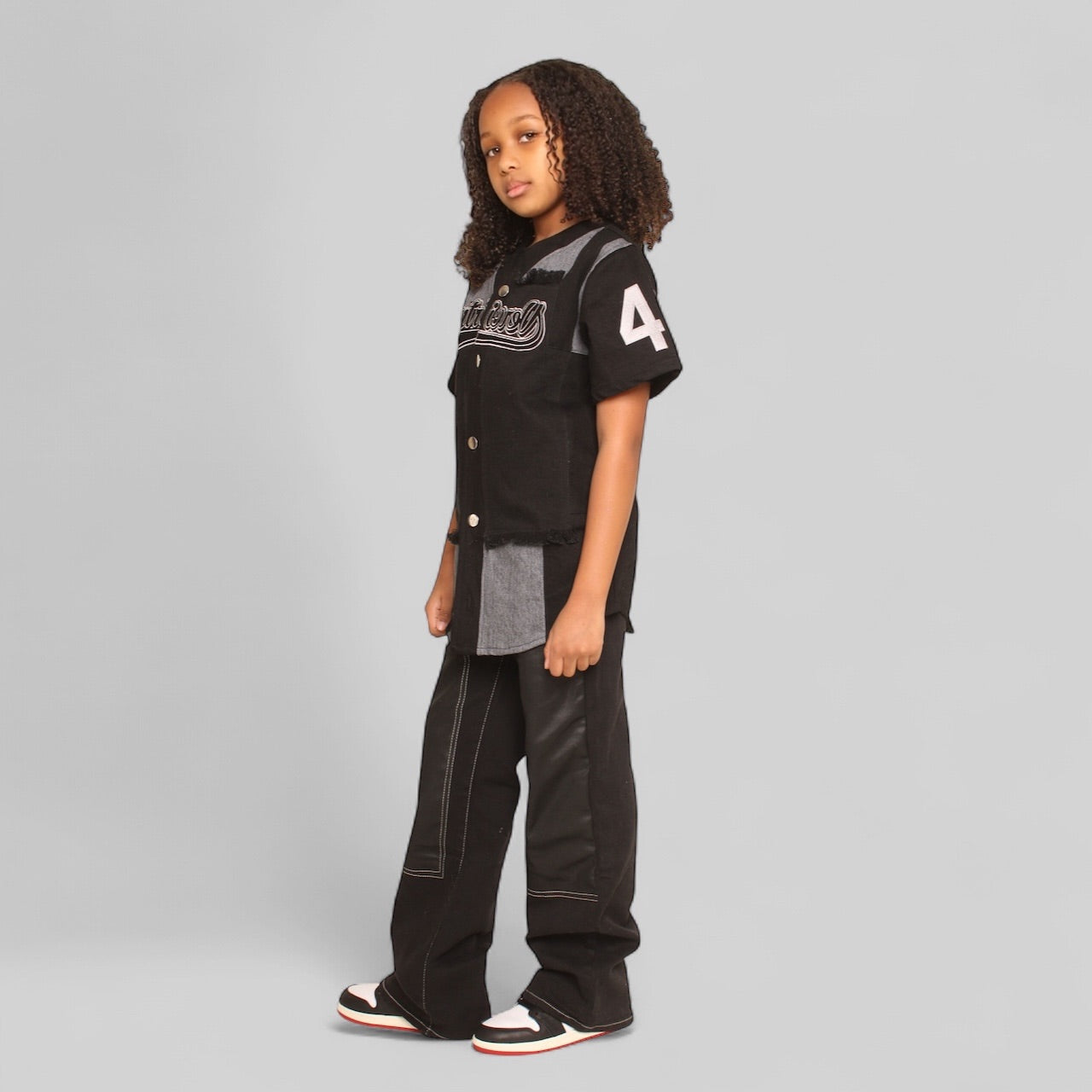 Kidz Denim Baseball Jacket - Black